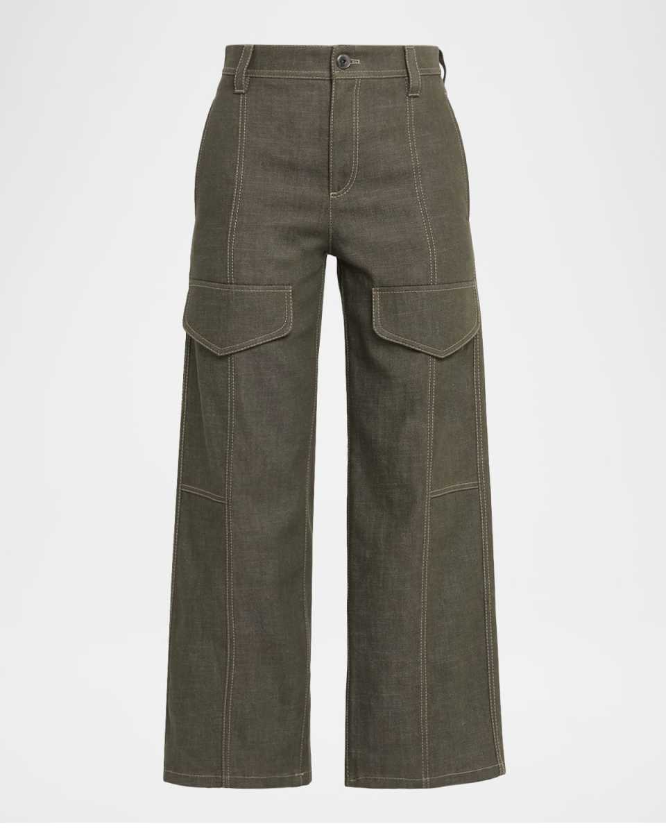 Thigh Patch Wide-Leg Cargo Pants